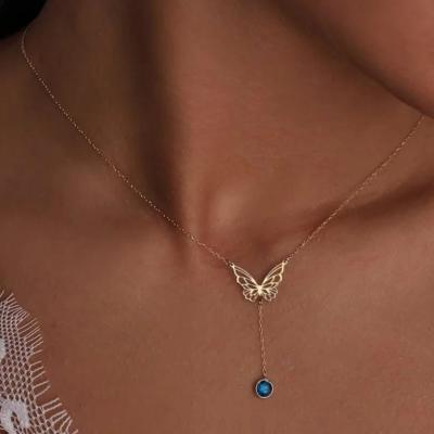 سلسله فراشه مع فص زوركون الالوان